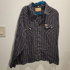 White Horse Ranch Mens Size XXL Western Blue Button Down Shirt
